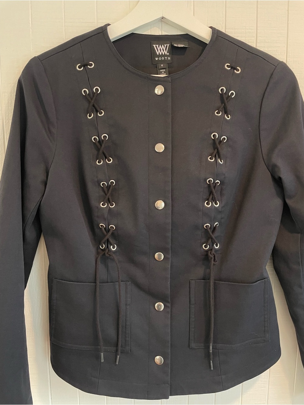 Worth New York Black Lace-Up Blazer - Like New